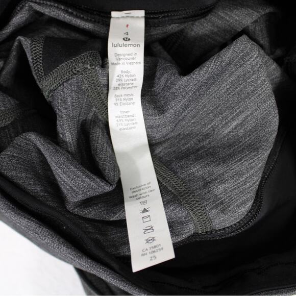 EUC Lululemon 4 Heathered Gray‎ Black Pace Rival Mid-Rise Crop Pockets - Picture 11 of 15